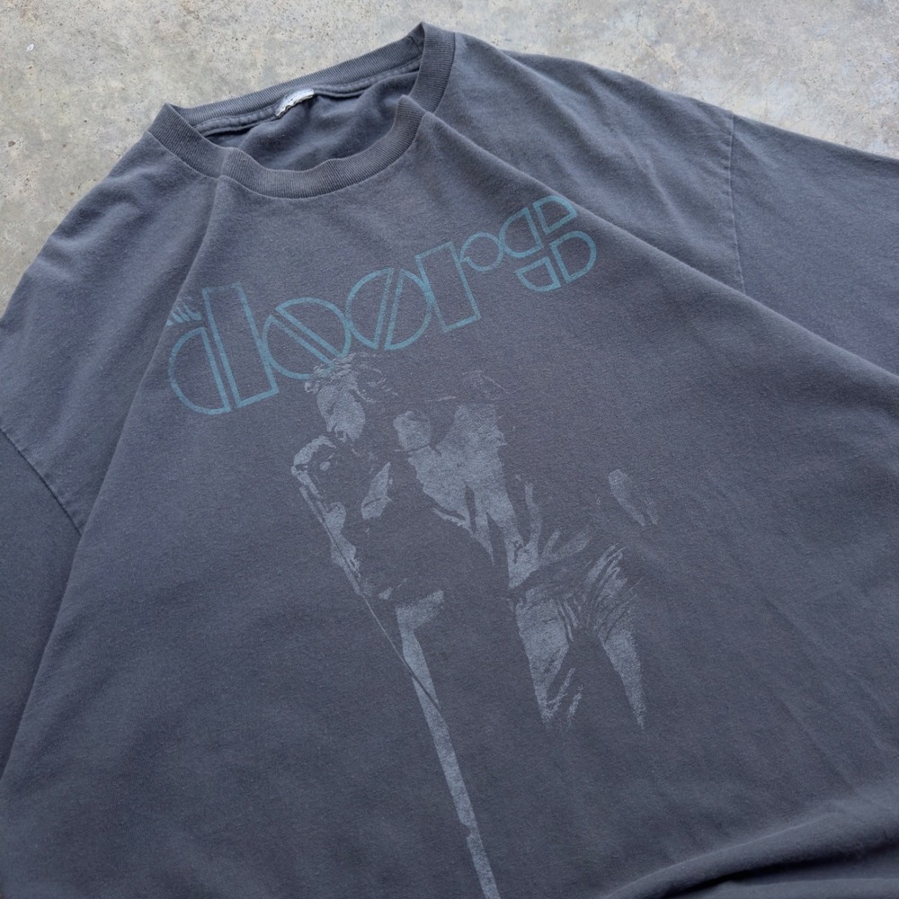 Vintage 90s The Doors Graphic T-Shirt Rock Band Faded Gray Large (f3)
